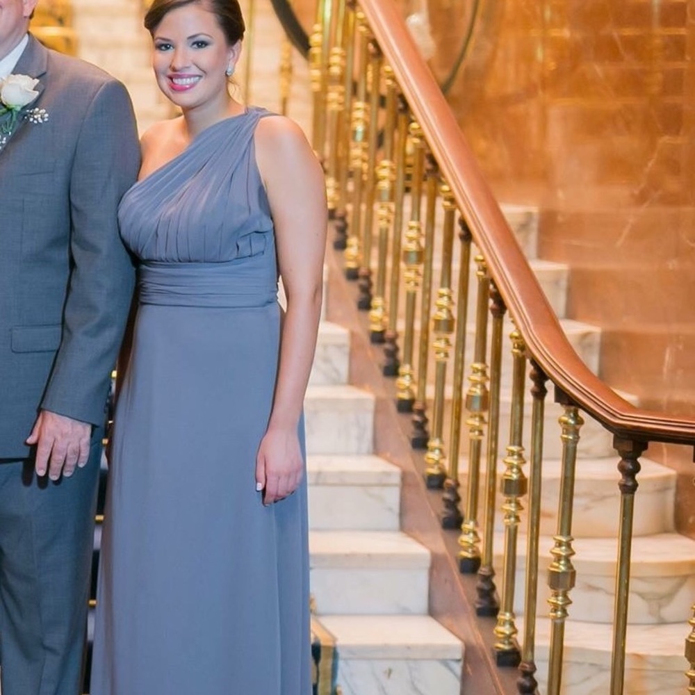 Blue/Gray chiffon bridal gown